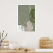 Soft Geometry Print Abstract Line Art (Modern ポスター (キッチン)
