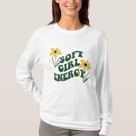 Soft Girl Energy Retro Flowers Tシャツ (正面)