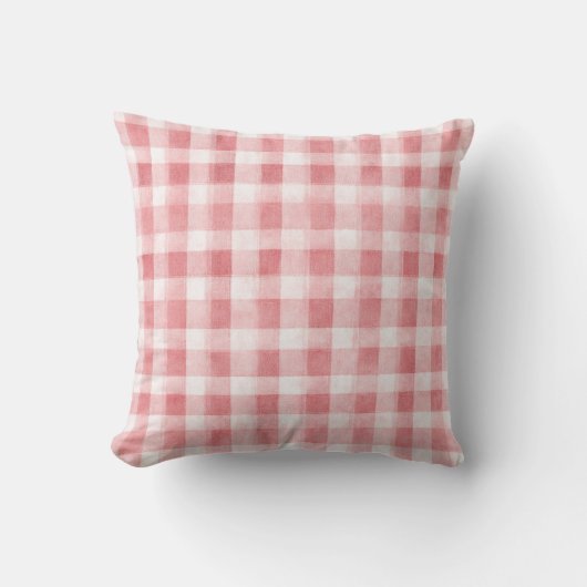 Soft Girly Pink White Plaid Stripes   クッション (正面)