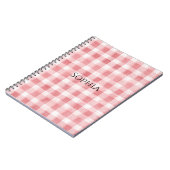 Soft Girly Pink White Plaid Stripes ノートブック (左側)