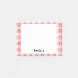 Soft Girly Pink White Plaid Stripes   ポストイット