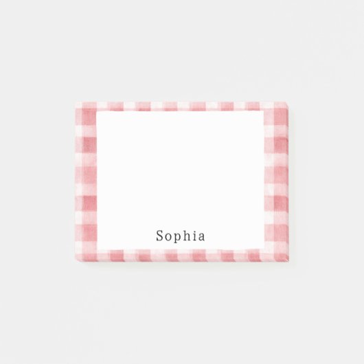 Soft Girly Pink White Plaid Stripes   ポストイット (正面)