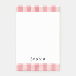 Soft Girly Pink White Plaid Stripes   ポストイット