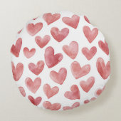 Soft Girly Pink White Plaid Stripes   ラウンドクッション (裏面)