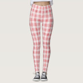 Soft Girly Pink White Plaid Stripes レギンス (正面)