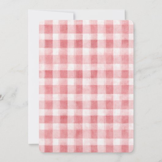 Soft Girly Pink White Plaid Stripes Birthday 招待状 (裏面)