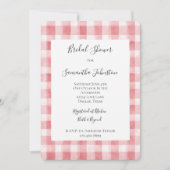Soft Girly Pink White Plaid Stripes Bridal Shower 招待状 (正面)