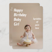 Soft Glow Birthday Card – Baby Girl Download 招待状 (正面/裏面)