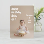 Soft Glow Birthday Card – Baby Girl Download 招待状 (スタンド正面)