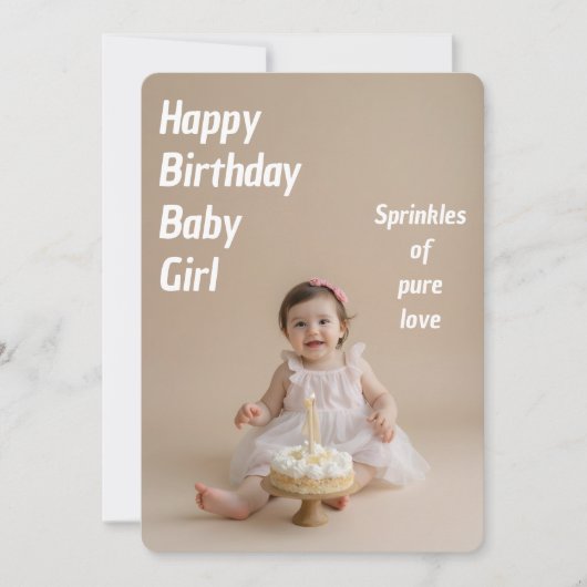 Soft Glow Birthday Card – Baby Girl Download 招待状 (正面)