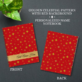 Soft Glow Golden Stars & Floral Petals Pattern ノートブック