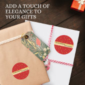 Soft Glow Golden Stars & Floral Petals Pattern ラウンドシール