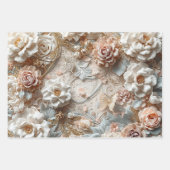 Soft Gold Baroque Floral Garden with Butterflies ラッピングペーパーシート (正面)