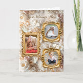 Soft Gold Baroque Floral Photo Frames Collage シーズンカード (正面)