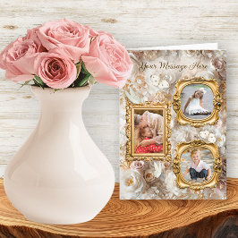 Soft Gold Baroque Floral Photo Frames Collage シーズンカード