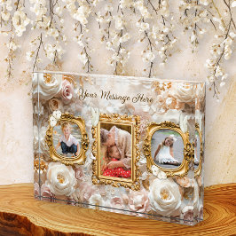 Soft Gold Baroque Floral Photo Frames Collage フォトブロック