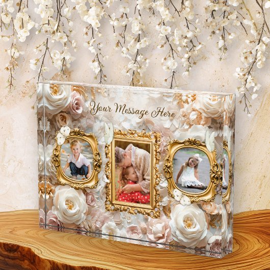 Soft Gold Baroque Floral Photo Frames Collage フォトブロック