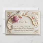 Soft Gold Baroque Grandeur with Tulip Floral Swirl サンキューカード (正面)