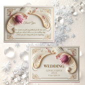 Soft Gold Baroque Grandeur with Tulip Floral Swirl サンキューカード