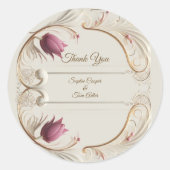Soft Gold Baroque Grandeur with Tulip Floral Swirl ラウンドシール (正面)