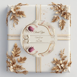 Soft Gold Baroque Grandeur with Tulip Floral Swirl ラウンドシール