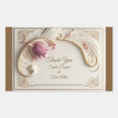 Soft Gold Baroque Grandeur with Tulip Floral Swirl 長方形シール (正面)