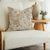Soft Gold Beige Peach Gray Modern Farmhouse Floral クッション