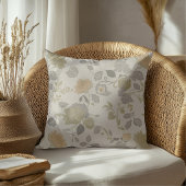 Soft Gold Beige Peach Gray Modern Farmhouse Floral クッション