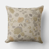 Soft Gold Beige Peach Gray Modern Farmhouse Floral クッション (正面)