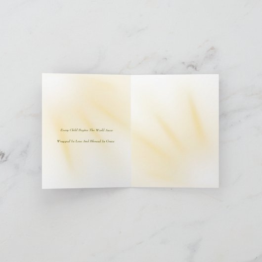 Soft gold cross Baptism folded invitation 招待状 (内部)