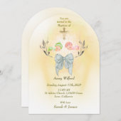  Soft gold cross Baptism invitation  招待状 (正面/裏面)