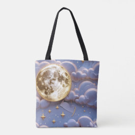 Soft Gold Pale Blue Lavender Moon Serenity トートバッグ