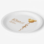 Soft Gold Teddy Balloon Bearly Wait Neutral ペーパープレート (アングル)