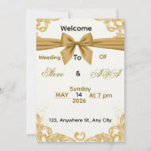 Soft Gold Wedding Invitation – Minimal Elegant Des 招待状 (正面)