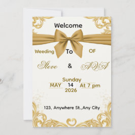 Soft Gold Wedding Invitation – Minimal Elegant Des 招待状