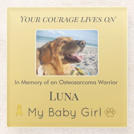 Soft Golden Osteosarcoma Pet Keepsake ガラスコースター (正面)