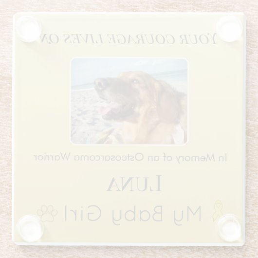 Soft Golden Osteosarcoma Pet Keepsake ガラスコースター (裏面)