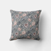 Soft Gray and Blush Peony Damask  クッション (裏面)