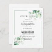 Soft Green Botanical Watercolor Leaves Wedding エンクロージャーカード (正面/裏面)