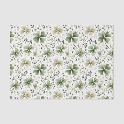 Soft Green & Cream Shamrock Pattern Tissue Paper 薄葉紙 (正面)