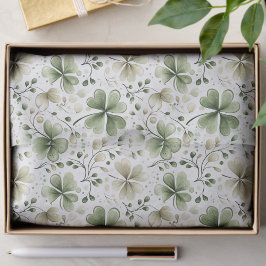 Soft Green & Cream Shamrock Pattern Tissue Paper 薄葉紙