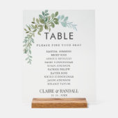 Soft Green Eucalyptus Watercolor Rustic Wedding アクリルサイン (正面)