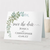 Soft Green Eucalyptus Watercolor Rustic Wedding カード (正面)