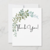 Soft Green Eucalyptus Watercolor Rustic Wedding サンキューカード (正面)