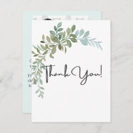 Soft Green Eucalyptus Watercolor Rustic Wedding サンキューカード