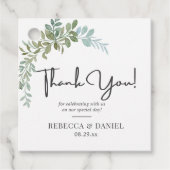 Soft Green Eucalyptus Watercolor Rustic Wedding フェイバータグ (正面)