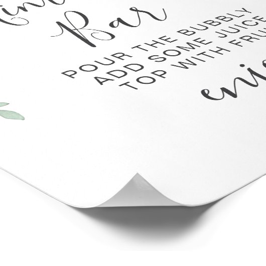 Soft Green Eucalyptus Watercolor Rustic Wedding ポスター (角)