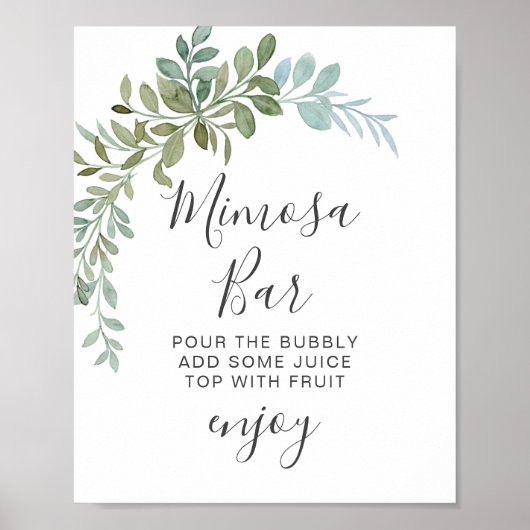 Soft Green Eucalyptus Watercolor Rustic Wedding ポスター (正面)