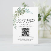 Soft Green Eucalyptus Watercolor Rustic Wedding 出欠カード (スタンド正面)
