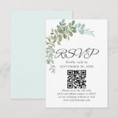 Soft Green Eucalyptus Watercolor Rustic Wedding 出欠カード (正面/裏面)